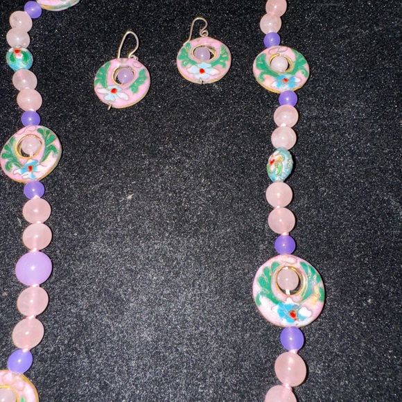 A CLASSY NECKLACE and matching earrings. 925 clasp - Picture 3 of 5